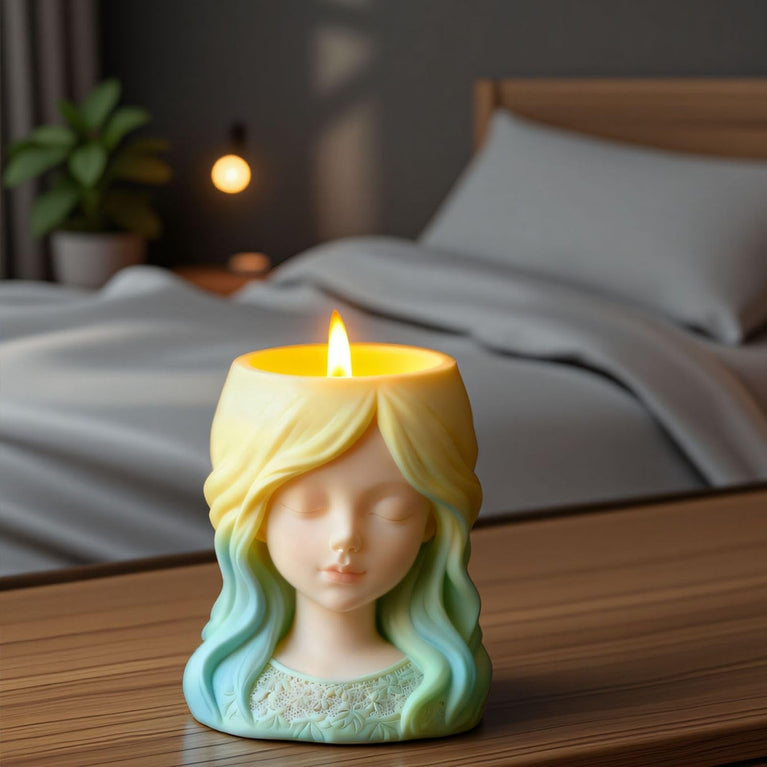 SNOOGG Silicone Girl Face Head Planter Mold for DIY Cement Pot, Flower Vase, Resin, Concrete, Gypsum & Plaster Casting Mould | Goddess Bust Home Decor & Gift Making
