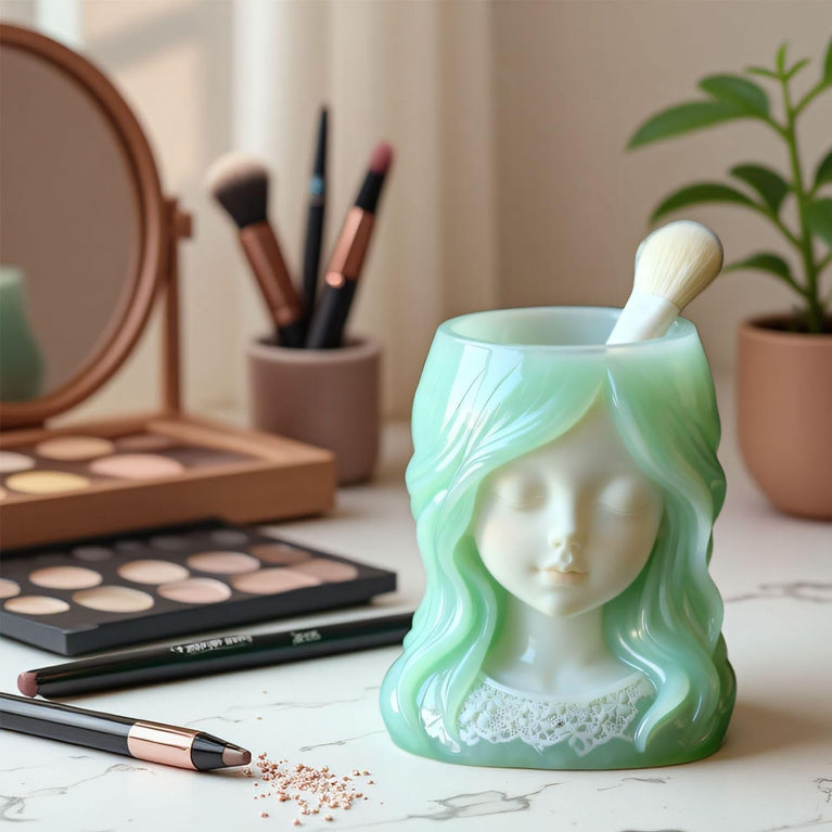 SNOOGG Silicone Girl Face Head Planter Mold for DIY Cement Pot, Flower Vase, Resin, Concrete, Gypsum & Plaster Casting Mould | Goddess Bust Home Decor & Gift Making