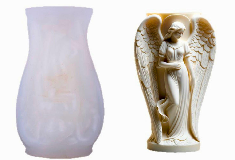 SNOOGG Silicone Seraphim Angel Wings Vase Mold | Cement Resin Candle Holder Pen Stand DIY Casting
