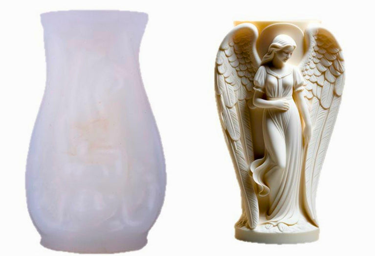 SNOOGG Silicone Seraphim Angel Wings Vase Mold | Cement Resin Candle Holder Pen Stand DIY Casting