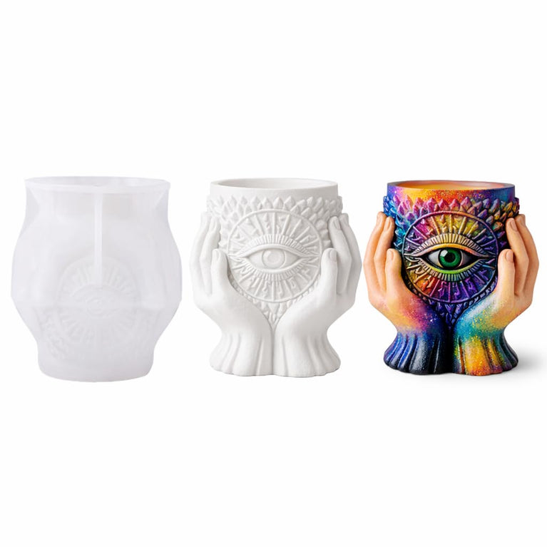 SNOOGG Silicone Evil Eye Hands Candle Holder Mold | Resin Cement Gypsum Plaster Casting DIY Decor