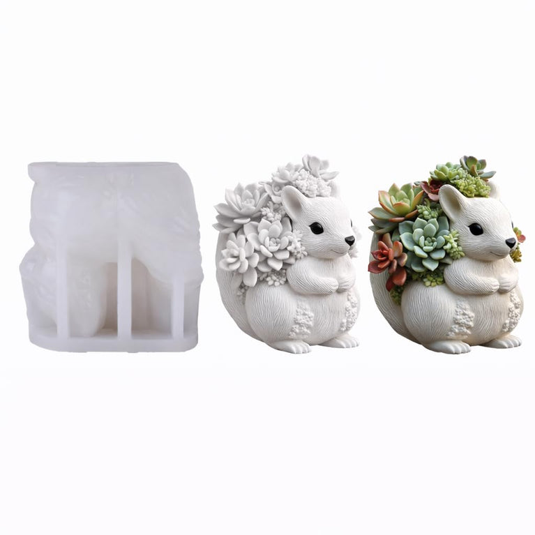 SNOOGG Silicone Mold Cute Couple Teddy Bear Hug Planter Design for Eco Resin Crete Casting DIY Succulent Pot Home Decor Craft Mold