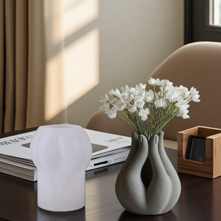 SNOOGG Silicone Mold Abstract Hand Embrace Vase Design for Eco Resin Crete Casting DIY Flower Vase Candle Holder Pen Stand Home Decor Craft Mold