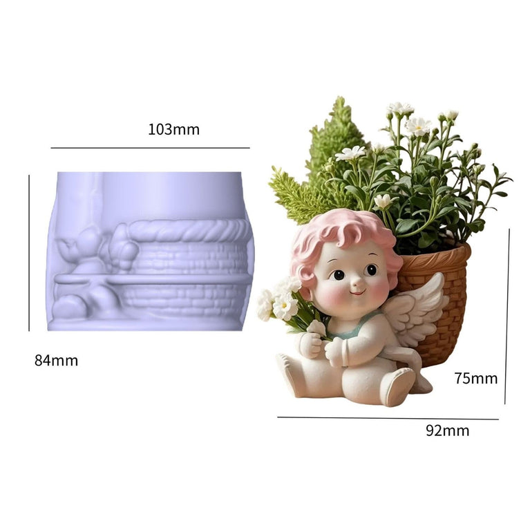 SNOOGG Silicone Mold Cute Angel Baby Planter Pot Design for Eco Resin Crete Casting DIY Succulent Pot Candle Holder Pen Stand Home Decor Craft Mold