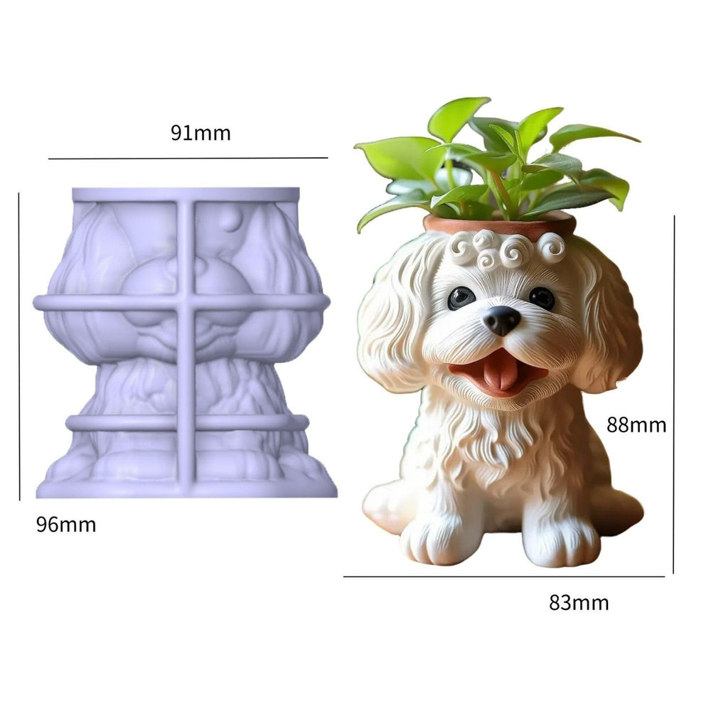 SNOOGG Silicone Mold Cute Puppy Dog Planter Pot Design for Eco Resin Crete Casting DIY Candle Holder Pen Stand Succulent Pot Home Decor Craft Mold