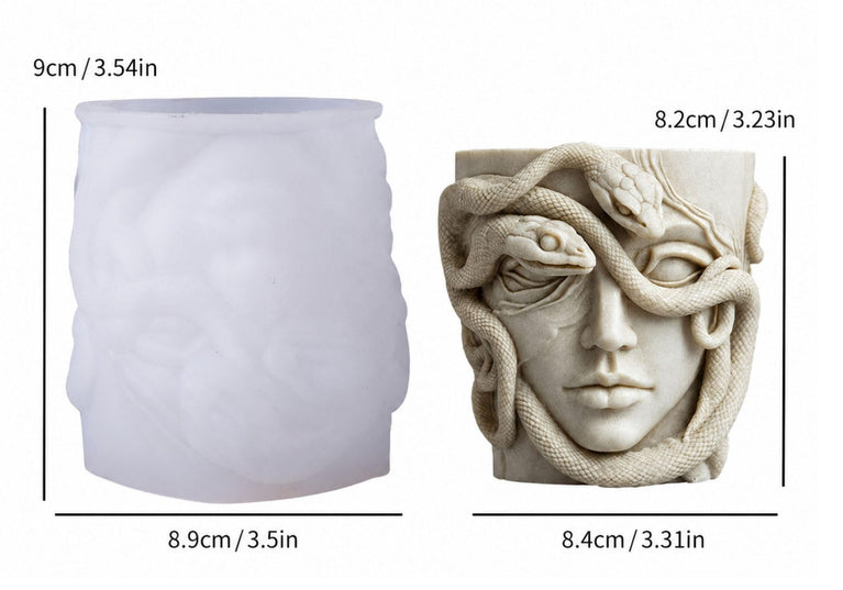 Snoogg Medusa Vessel Silicone Mold for Eco Resin Casting, Jesmonite, Resin Crete, Ecocrete, Concrete & Plaster, Goddess Face Planter Vase Candle Holder Mold DIY Home Decor