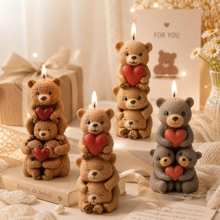 Snoogg Love Bear Tower Silicone Mold for Eco Resin Casting, Jesmonite, Resin Crete, Ecocrete, Concrete, Plaster & Wax Candle Making, Teddy Bear Decor Mold for DIY Crafts
