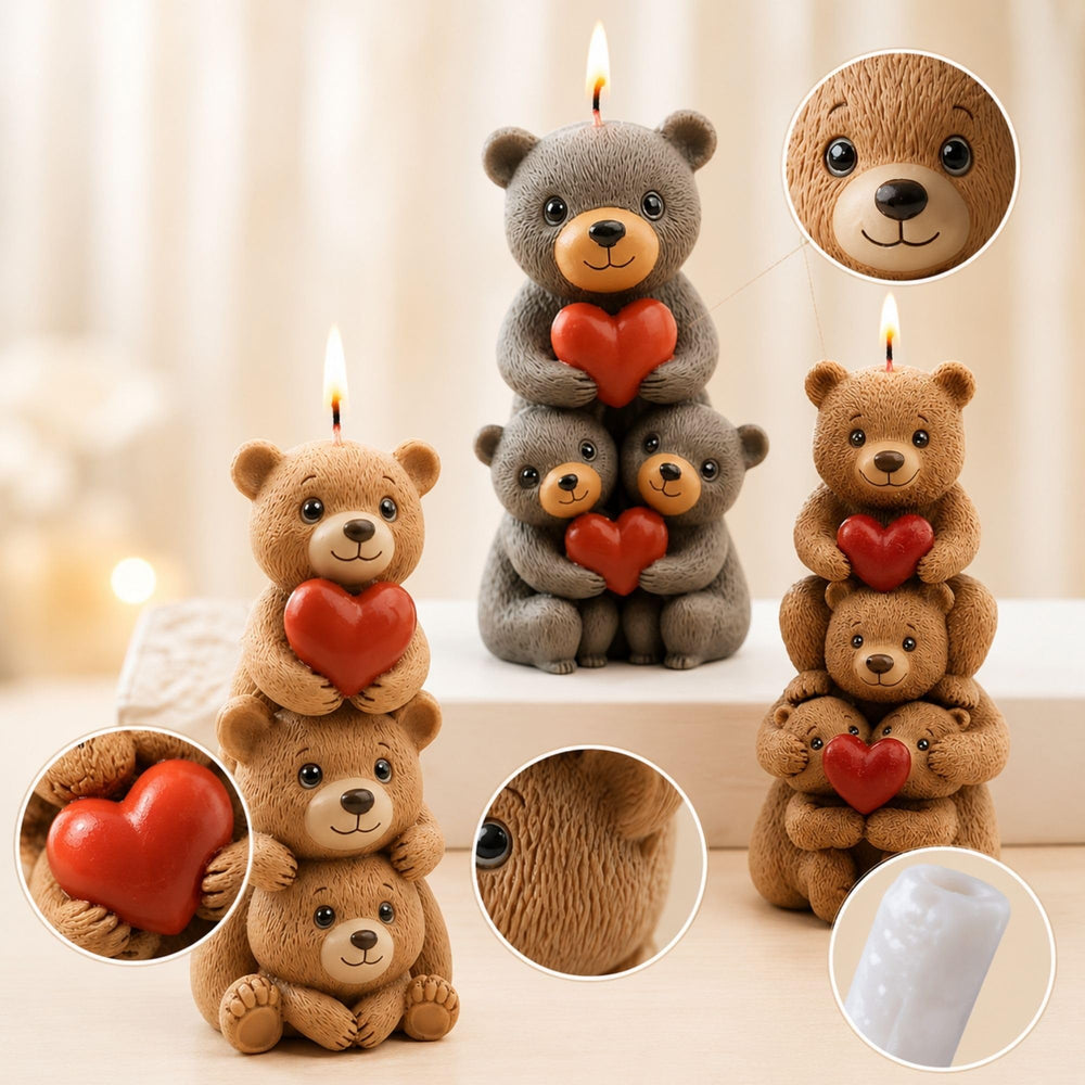 Snoogg Love Bear Tower Silicone Mold for Eco Resin Casting, Jesmonite, Resin Crete, Ecocrete, Concrete, Plaster & Wax Candle Making, Teddy Bear Decor Mold for DIY Crafts