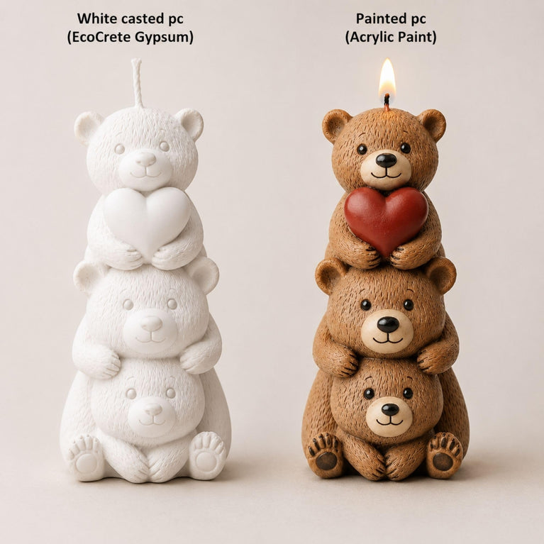 Snoogg Love Bear Tower Silicone Mold for Eco Resin Casting, Jesmonite, Resin Crete, Ecocrete, Concrete, Plaster & Wax Candle Making, Teddy Bear Decor Mold for DIY Crafts