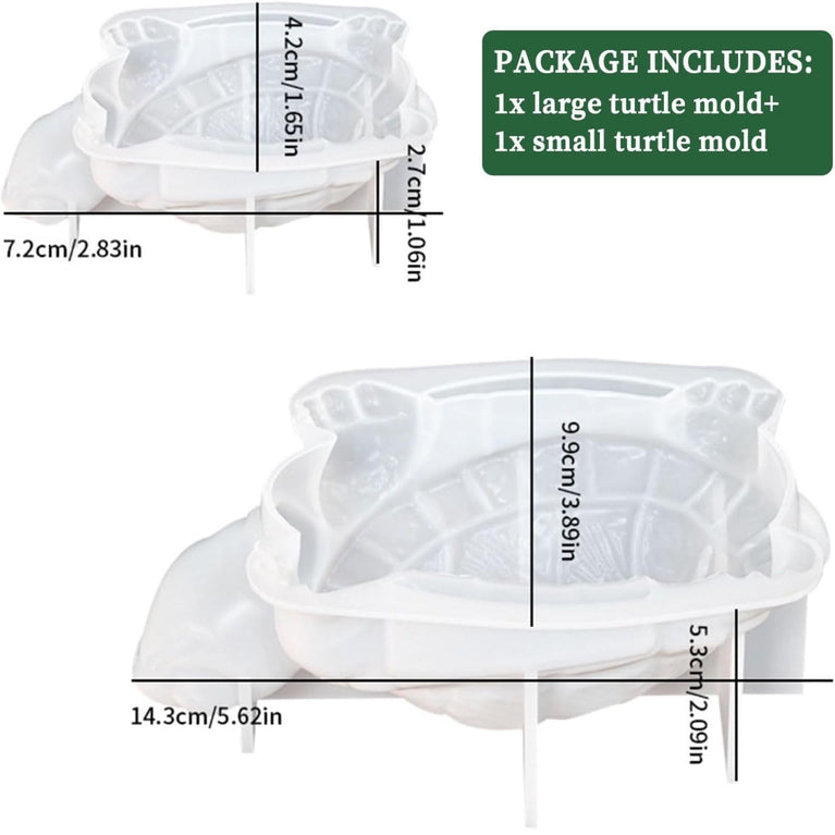 SNOOGG Turtle Silicone Mold Set 3 Inch + 6 Inch Small & Large Resin Turtle Molds for Keychain, Wall Hanging, Epoxy Casting, Polymer Clay, Concrete Candle Soap DIY Craft Mold Kit