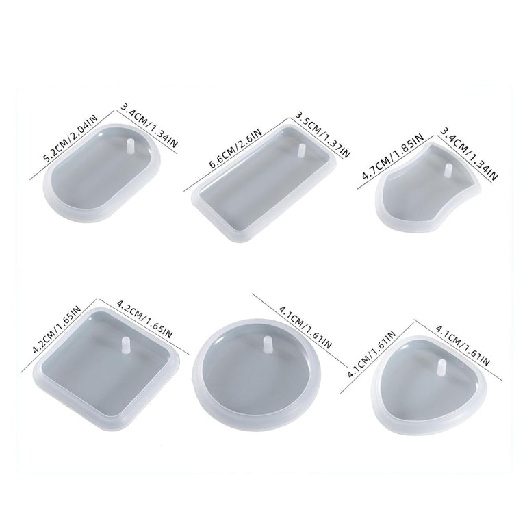 SNOOGG 24 Pcs Epoxy Resin Keychain Molds Set of 4-24 PIECE 2 Inch Silicone Pendant Mould with Hole for Resin Art, Bag Charm, Jewellery Making Bulk Pack for Small Business & Workshop