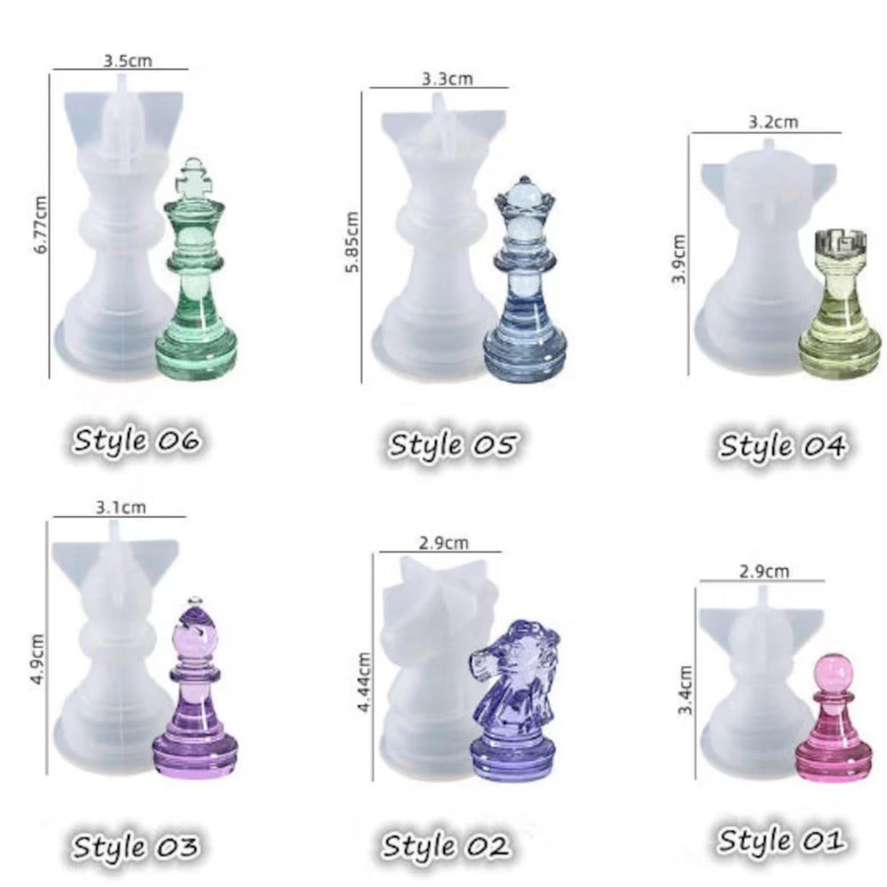 Snoogg 12-Piece Chess Checker Silicone Mold Set, 6 Regular & 6 Pawn Molds, One-Piece Construction, Perfect for Resin Casting DIY Chess Craft