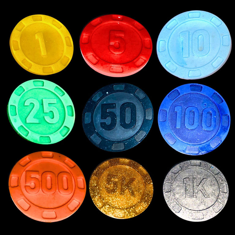 SNOOGG 40MM, 100 Piece Denomination- Raised Numbered Hard Resin Poker Flush Teen Patti Playing Card Chip Token
