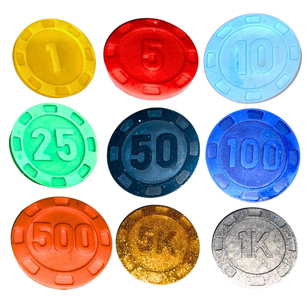 SNOOGG 40MM, 100 Piece Denomination- Raised Numbered Hard Resin Poker Flush Teen Patti Playing Card Chip Token