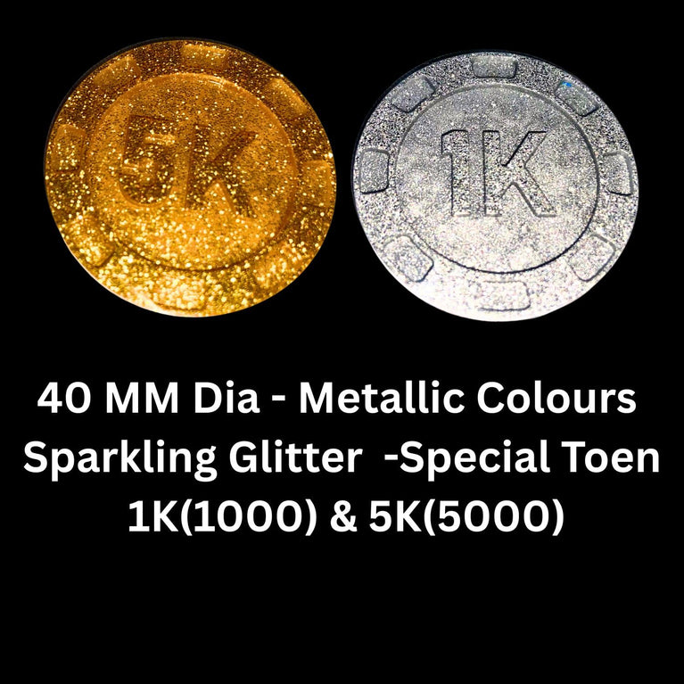 SNOOGG 40MM, 100 Piece Denomination- Raised Numbered Hard Resin Poker Flush Teen Patti Playing Card Chip Token