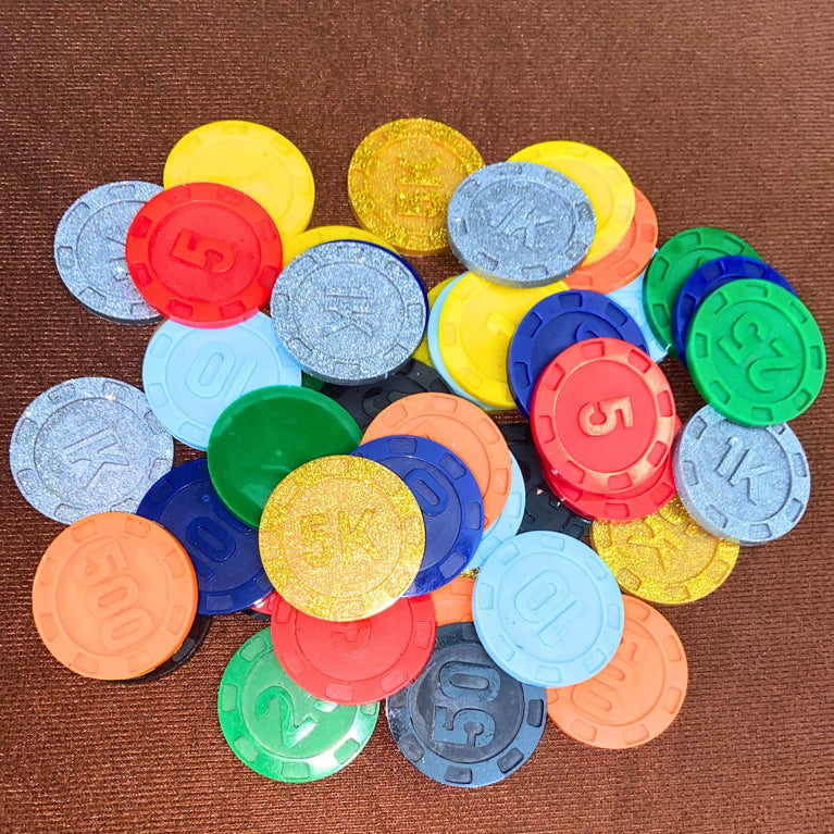 SNOOGG 40MM, 100 Piece Denomination- Raised Numbered Hard Resin Poker Flush Teen Patti Playing Card Chip Token