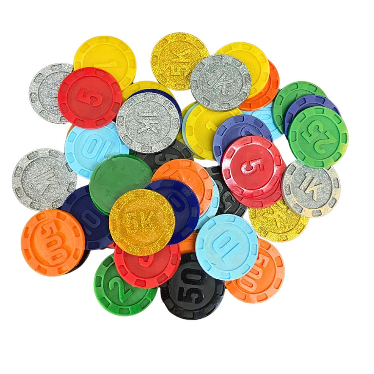SNOOGG 40MM, 100 Piece Denomination- Raised Numbered Hard Resin Poker Flush Teen Patti Playing Card Chip Token