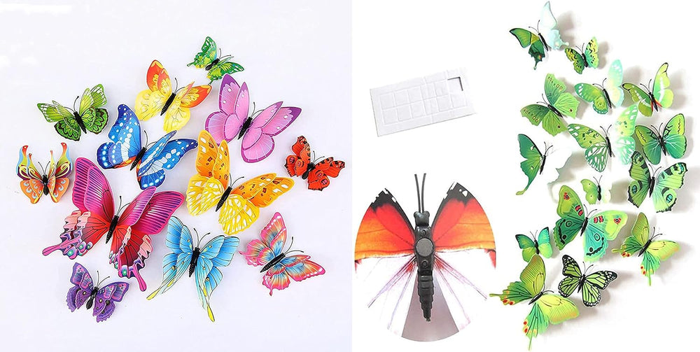 2 ply 3d butterfly 4 type of sizes 12 pc pack bag for wall decoration
