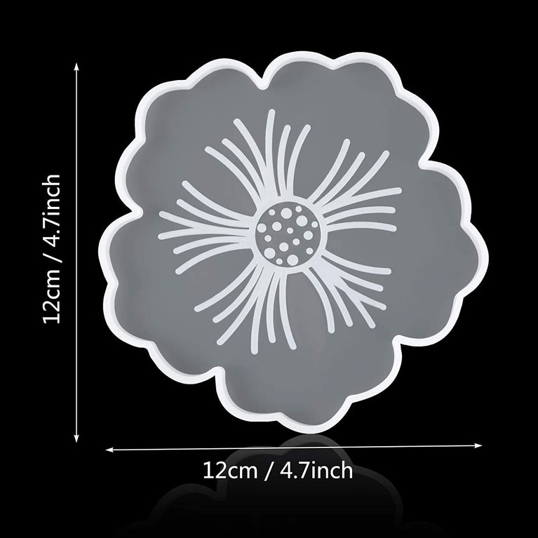 snoogg â„¢4 pack 12cm flower shape coaster silicone molds for epoxy resin casting for event