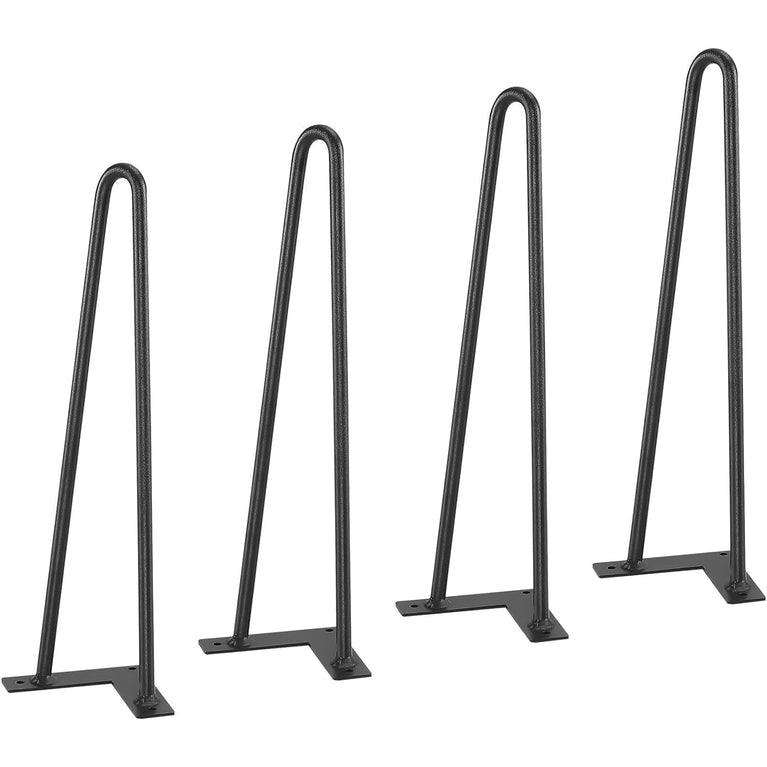SNOOGG Iron Hairpin Table Leg 7 mm 14 TO 18 INCH Solid Steel Metal Furniture Leg with Mounting Screws & Rubber Floor Protector for DIY Coffee Table, Bench, Desk, Chair, Side Table, Sold as 1 Piece