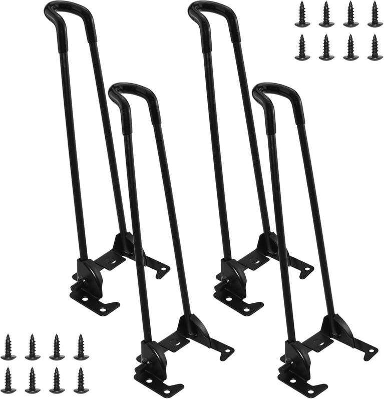 Foldable Metal Table Legs 12–22 Inch Adjustable Height, Heavy Duty Iron Furniture Legs for Coffee Table, Bench, Laptop Desk, DIY Folding Table with Screws – Set of 4