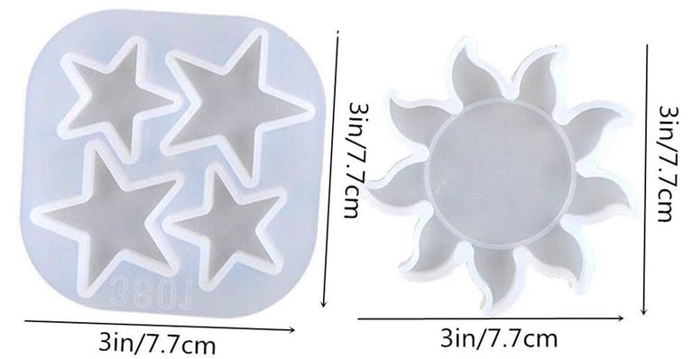 snoogg â„¢pack of one sun design and 4 cavity star silicone molds for epoxy resin casting f