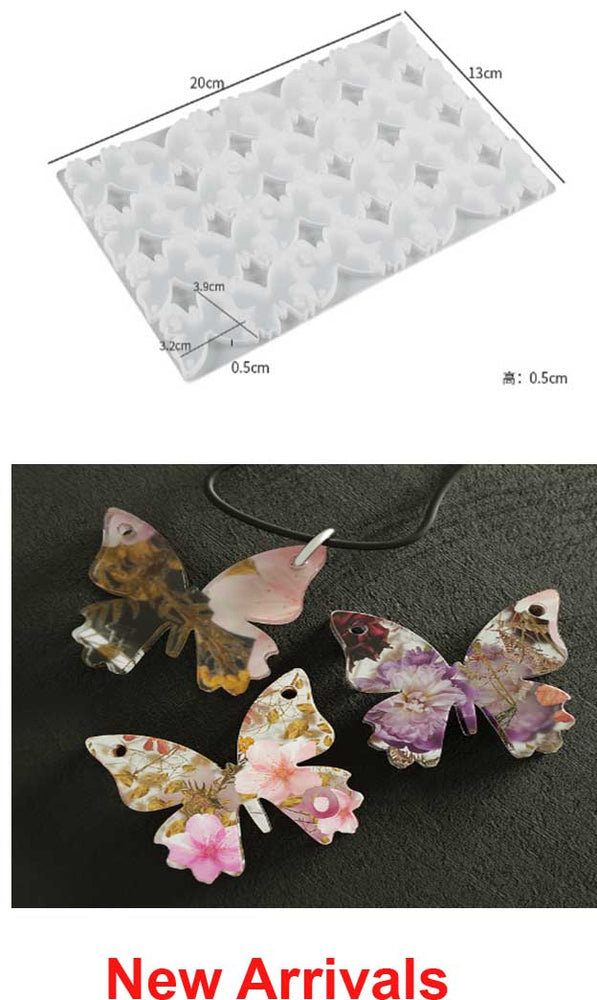 large 24 cavities butterfly key holder pendent decoration and multipurpose use resin moulds