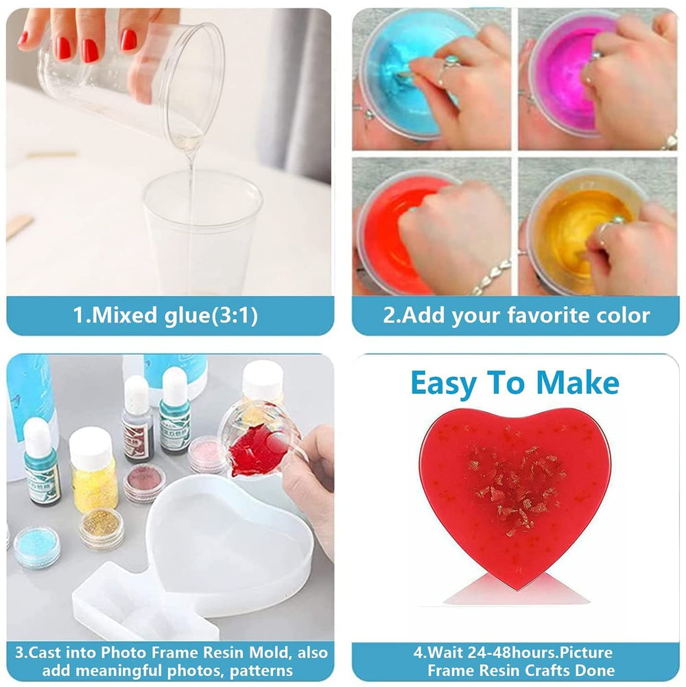 snoogg a 2 pack heart shape photo display stand silicone molds for epoxy resin casting for