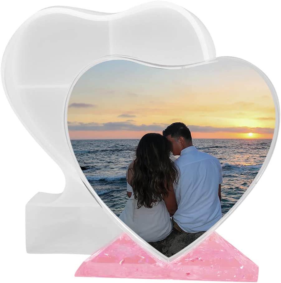 snoogg a 2 pack heart shape photo display stand silicone molds for epoxy resin casting for