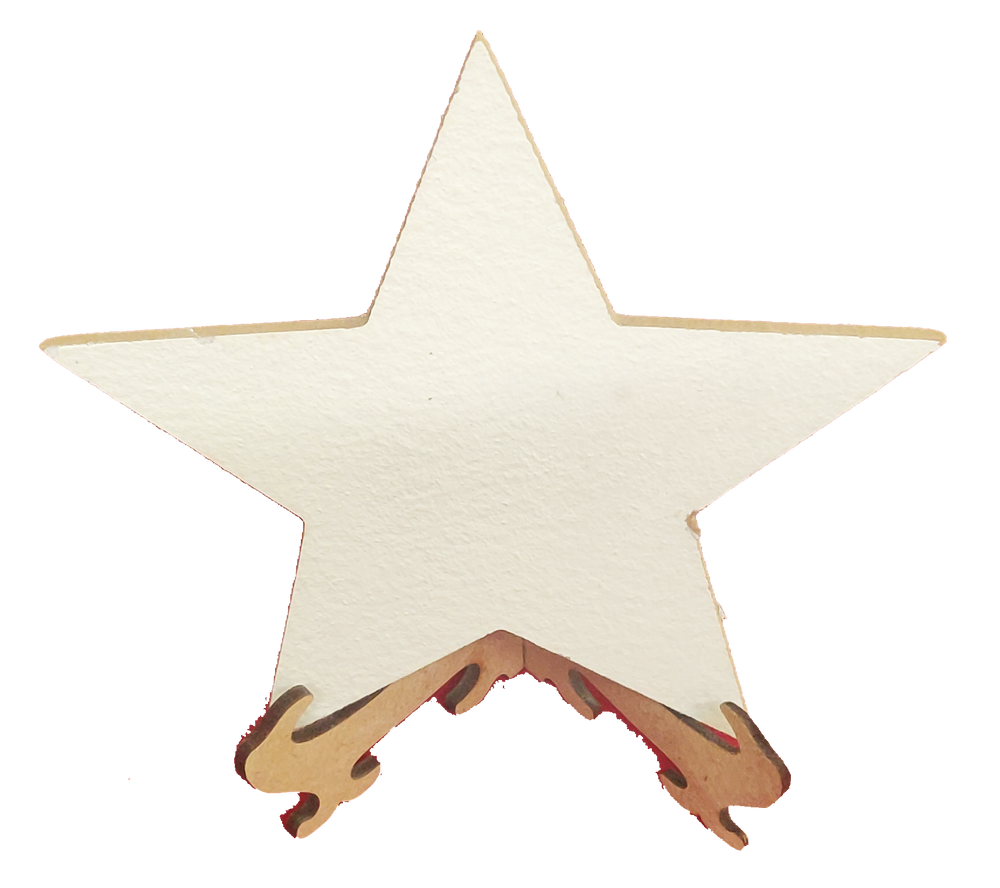 star shape mini gesso primed paintable disc with inter locking foldable easel stand size