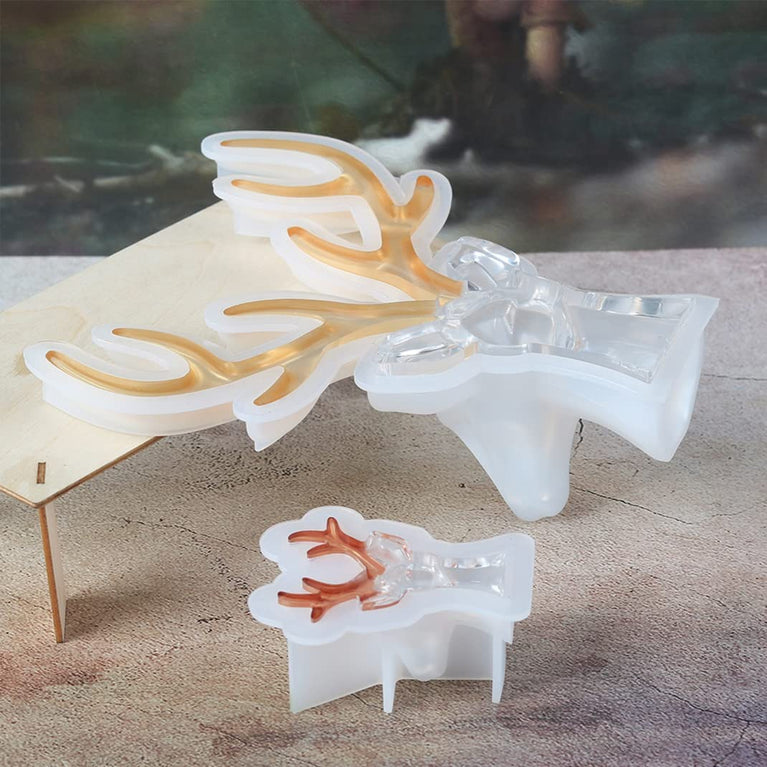 diy snoogg epoxy resin casting decoration mould deer silicone mold with wooden casting supp