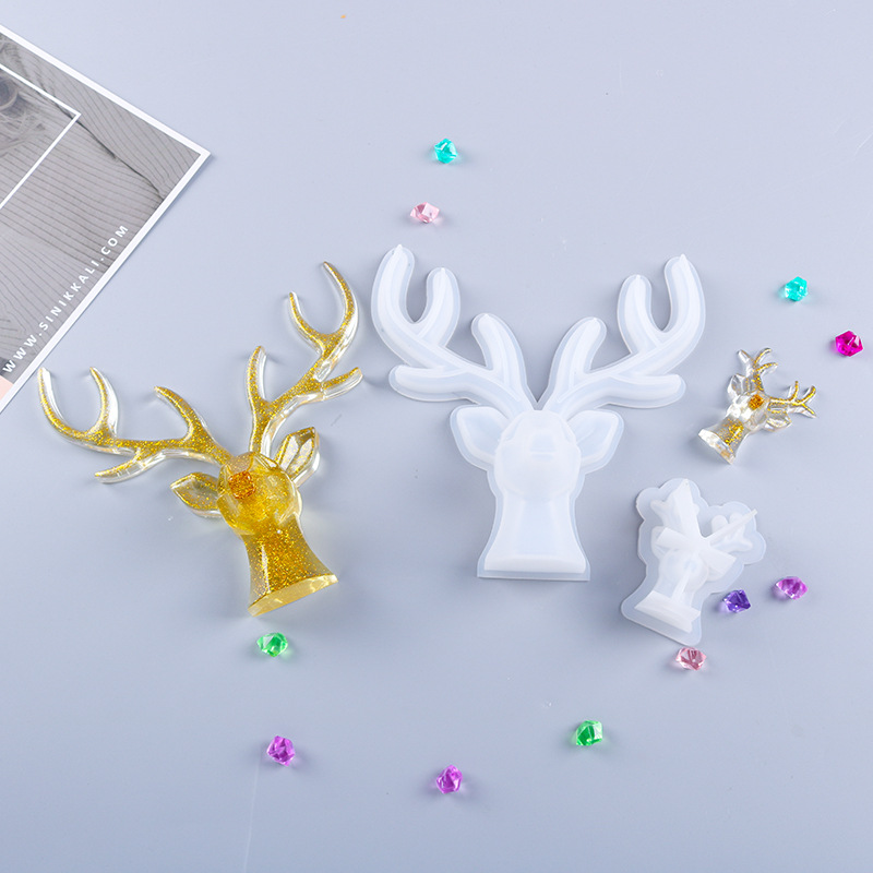 diy snoogg epoxy resin casting decoration mould deer silicone mold with wooden casting supp