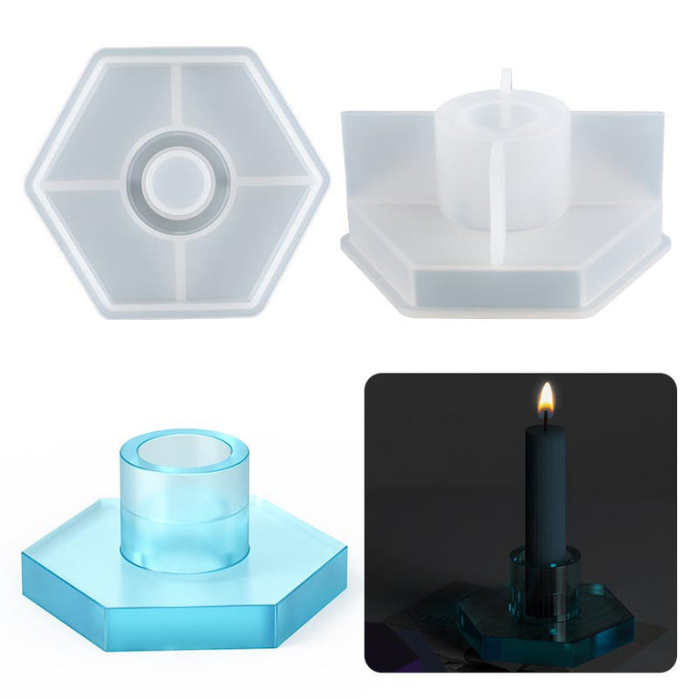 hexagonal candlestick silicone mold diy handmade epoxy resin concrete cement resin casting