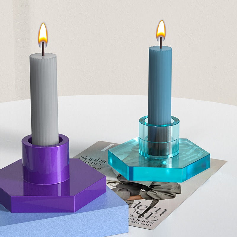 hexagonal candlestick silicone mold diy handmade epoxy resin concrete cement resin casting