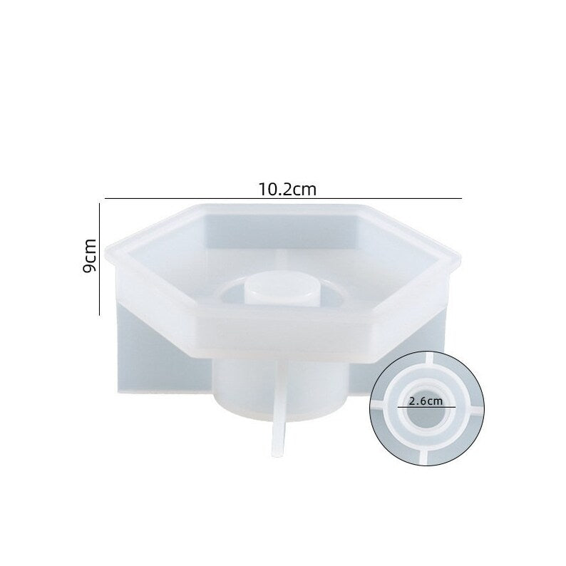 hexagonal candlestick silicone mold diy handmade epoxy resin concrete cement resin casting