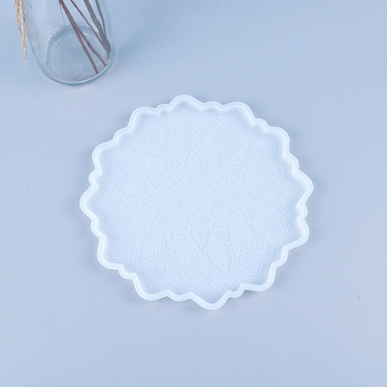 mandala carving flower coaster resin mold sunflower coasters agate molds cup mat silicone c
