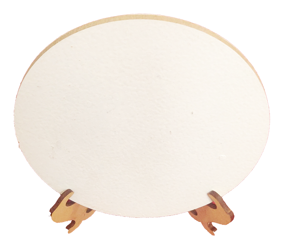 round shape mini gesso primed paintable disc with inter locking foldable easel stand size