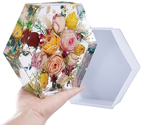 snoogg a®resin large silicone hexagon molds deep epoxy resin molds for flowers preservatio