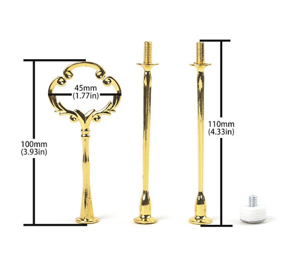 1 set of 3 pc gold plated hardware for 3 tire cake stand mirror polished it come with fitti