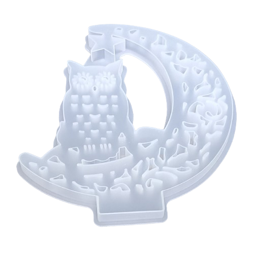 owl moon owl resin mould with stand silicone mold display board casting mold epoxy moulds f