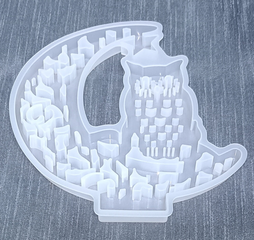 owl moon owl resin mould with stand silicone mold display board casting mold epoxy moulds f
