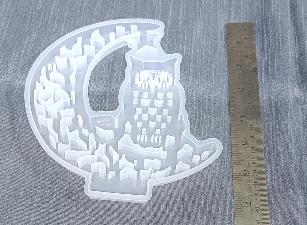 owl moon owl resin mould with stand silicone mold display board casting mold epoxy moulds f