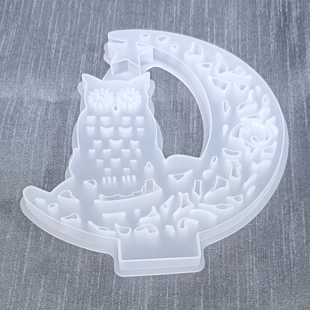owl moon owl resin mould with stand silicone mold display board casting mold epoxy moulds f