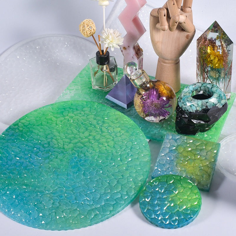assortment shape crystal crushed diamond tray silicone mold stone pattern dish resin mold f