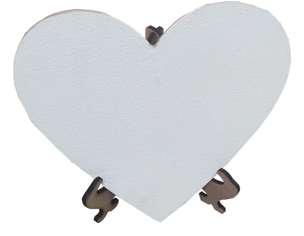 Heart Shape Mini Gesso primed paintable Disc with Inter locking foldable Easel stand.