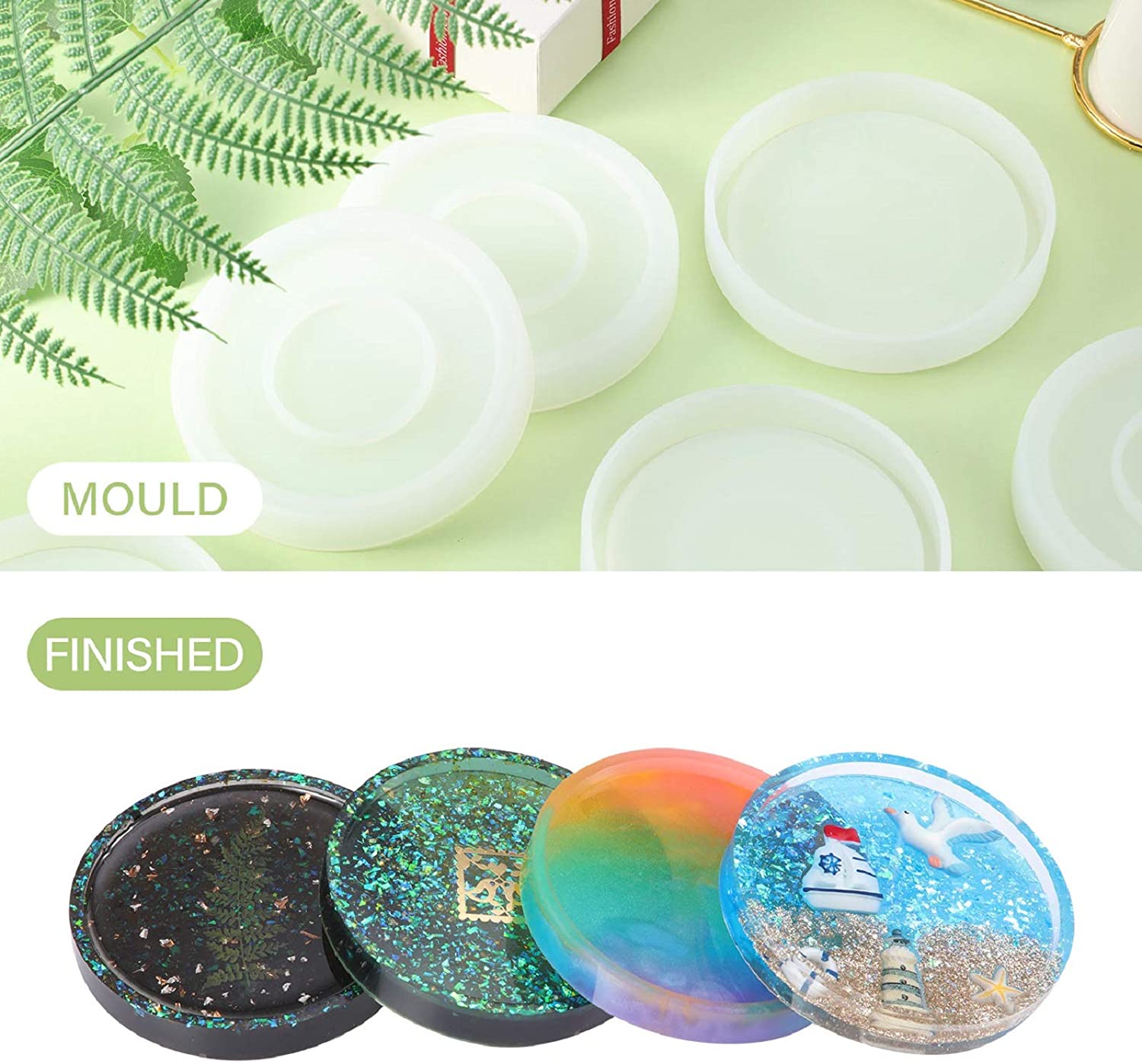 Coaster Molds For Epoxy Resin Round Letter Design Silicone Resin