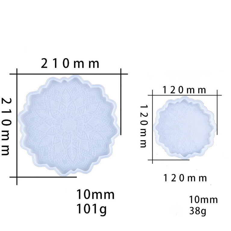 snoogg 8 inch mandala flowers coaster mould for resin 3 pack sun flowers tray resin moulds