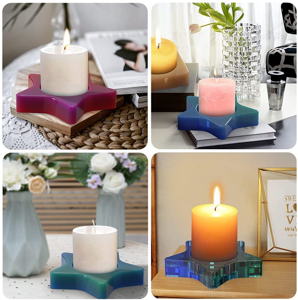 SNOOGG Pack 1 Tea Light Candle Holder Star Shape Silicone Moulds Use for Resin Casting for Event, ResinArt, Wedding,Anniversary Gifts