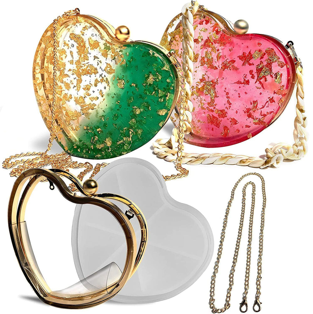 snoogg shaker heart shape clutch bag resin moulds metal clutch for epoxy resin casting moul