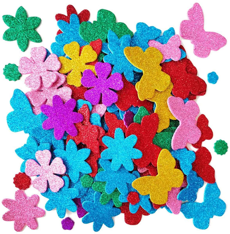 glitter stickers self adhesive mini heart and stars etc shapes pack of 100